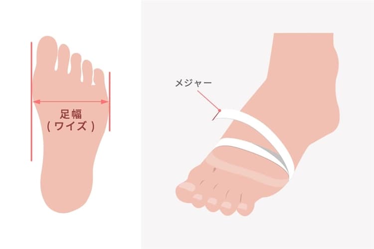 足のサイズはかかとから一番長い指までを測る